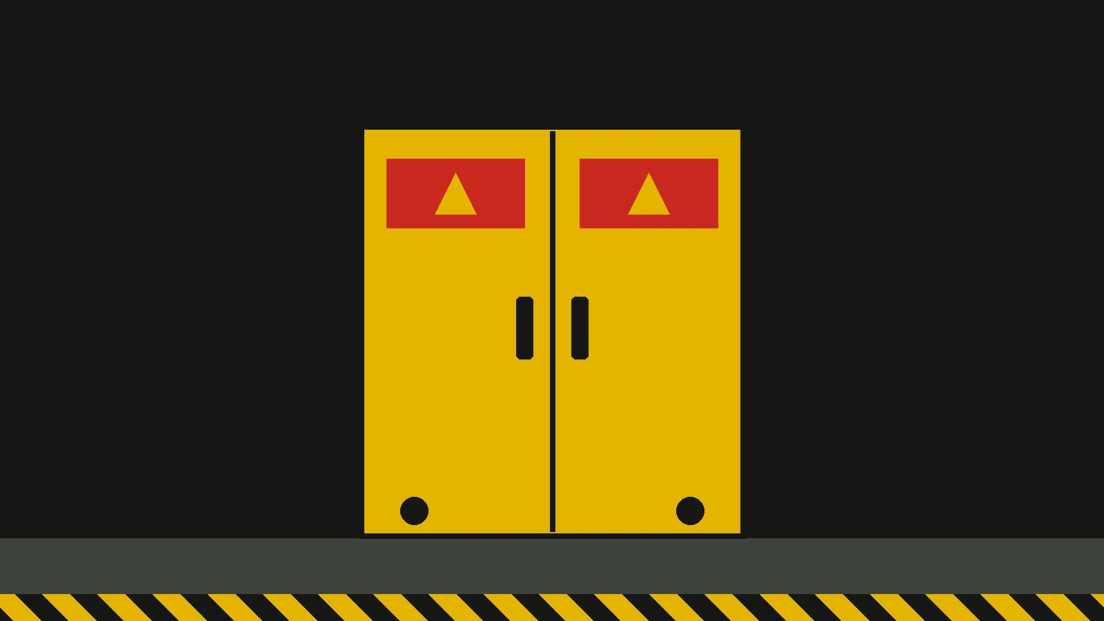 Illustration of a yellow double-door flammable liquid storage cabinet