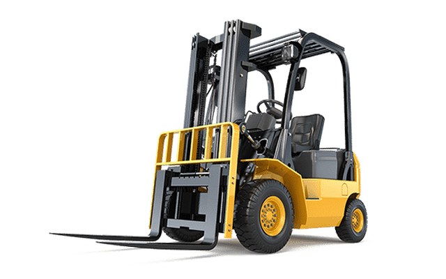 Yellow counterbalance forklift
